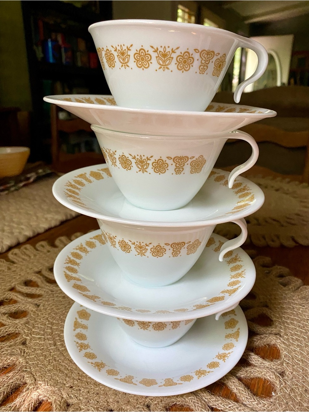 Vintage Butterfly Gold Cups and Saucers